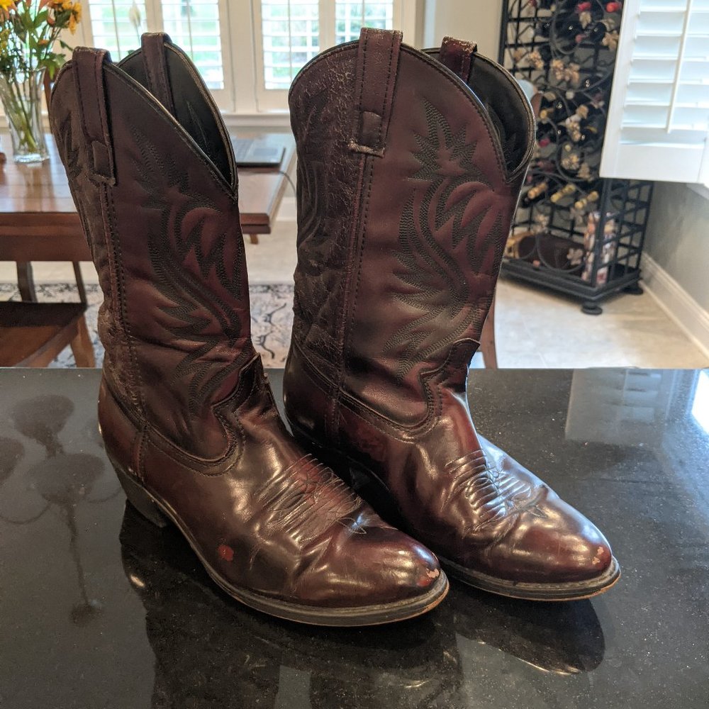 Laredo Men's Riding Cowboy Boots Burgundy 10D